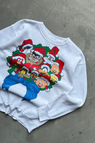 Warner Bros. Christmas White Graphic Crewneck — 1993 (M) - Retrospective Store