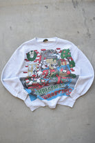 Warner Bros. 'Christmas Wrapping' Grey Graphic Crewneck — 1991 (L) - Retrospective Store