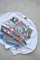 Warner Bros. 'Christmas Wrapping' Grey Graphic Crewneck — 1991 (L) - Retrospective Store
