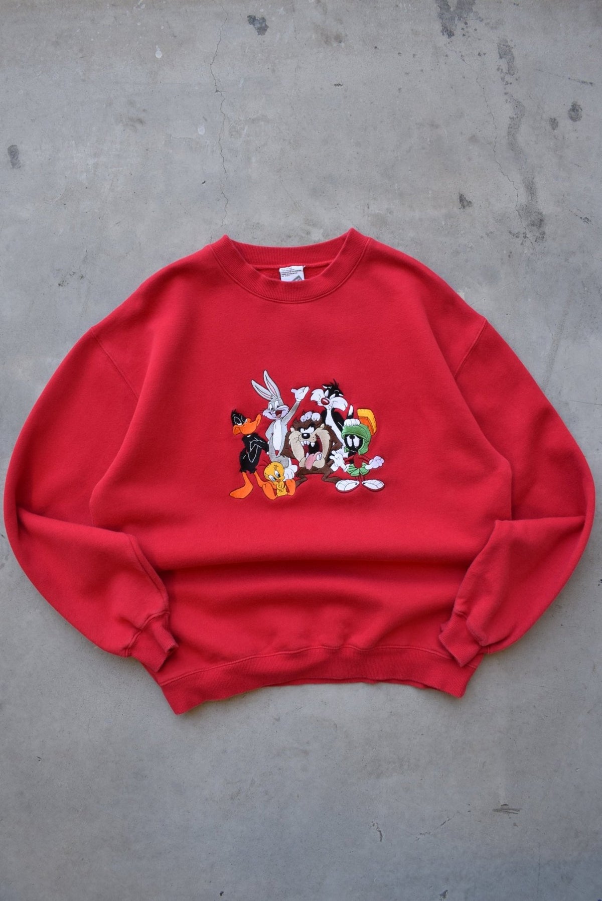 Warner Bros. Red Embroidered Crewneck — 1998 (M) - Retrospective Store