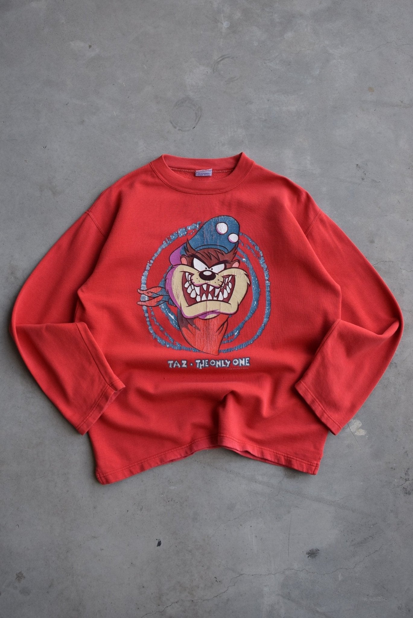 Warner Bros. Taz Red Graphic Crewneck — 1996 (S/M) - Retrospective Store