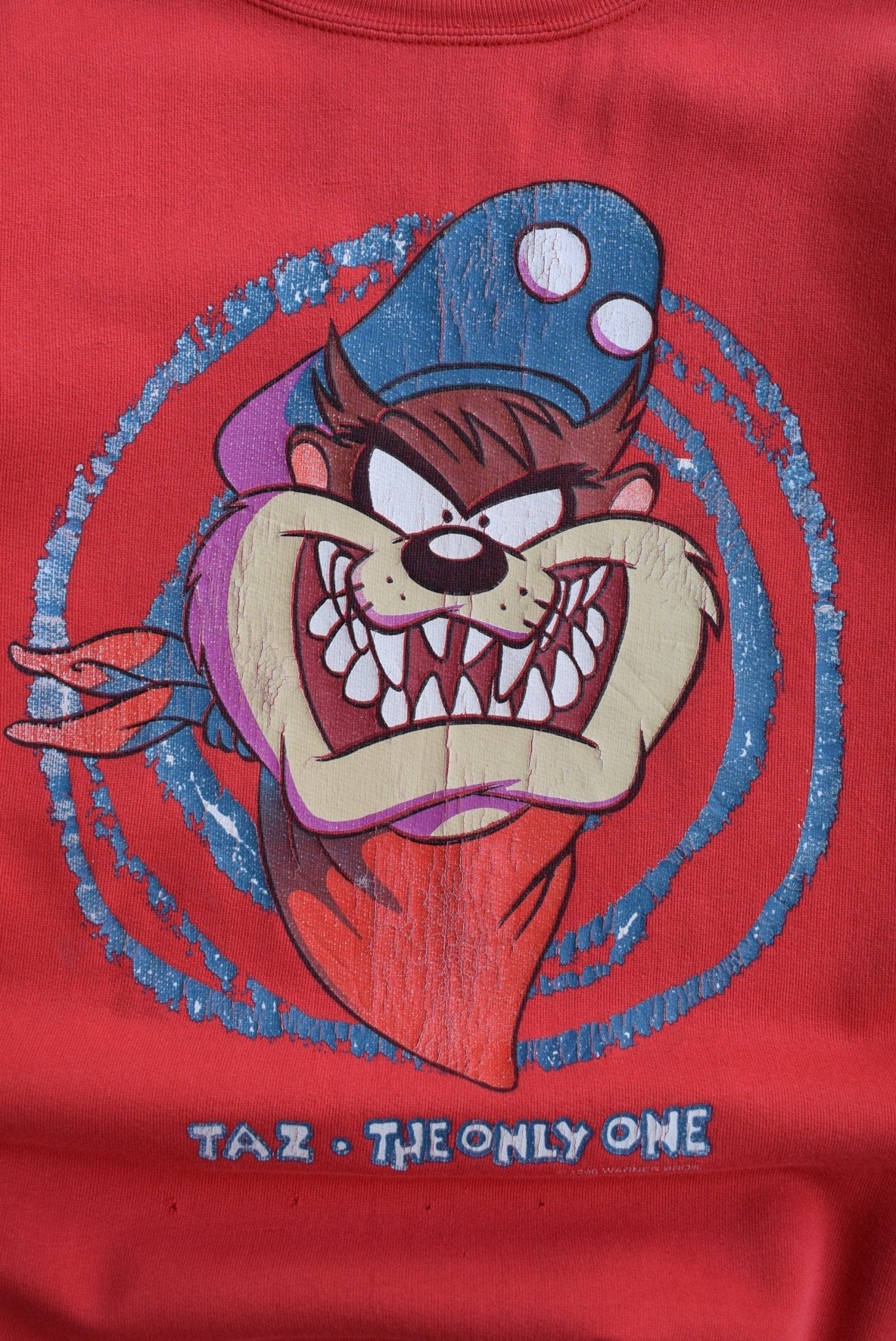 Warner Bros. Taz Red Graphic Crewneck — 1996 (S/M) - Retrospective Store
