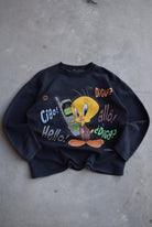 Warner Bros. Tweety Bird Black Graphic Crewneck — 2000s (M) - Retrospective Store