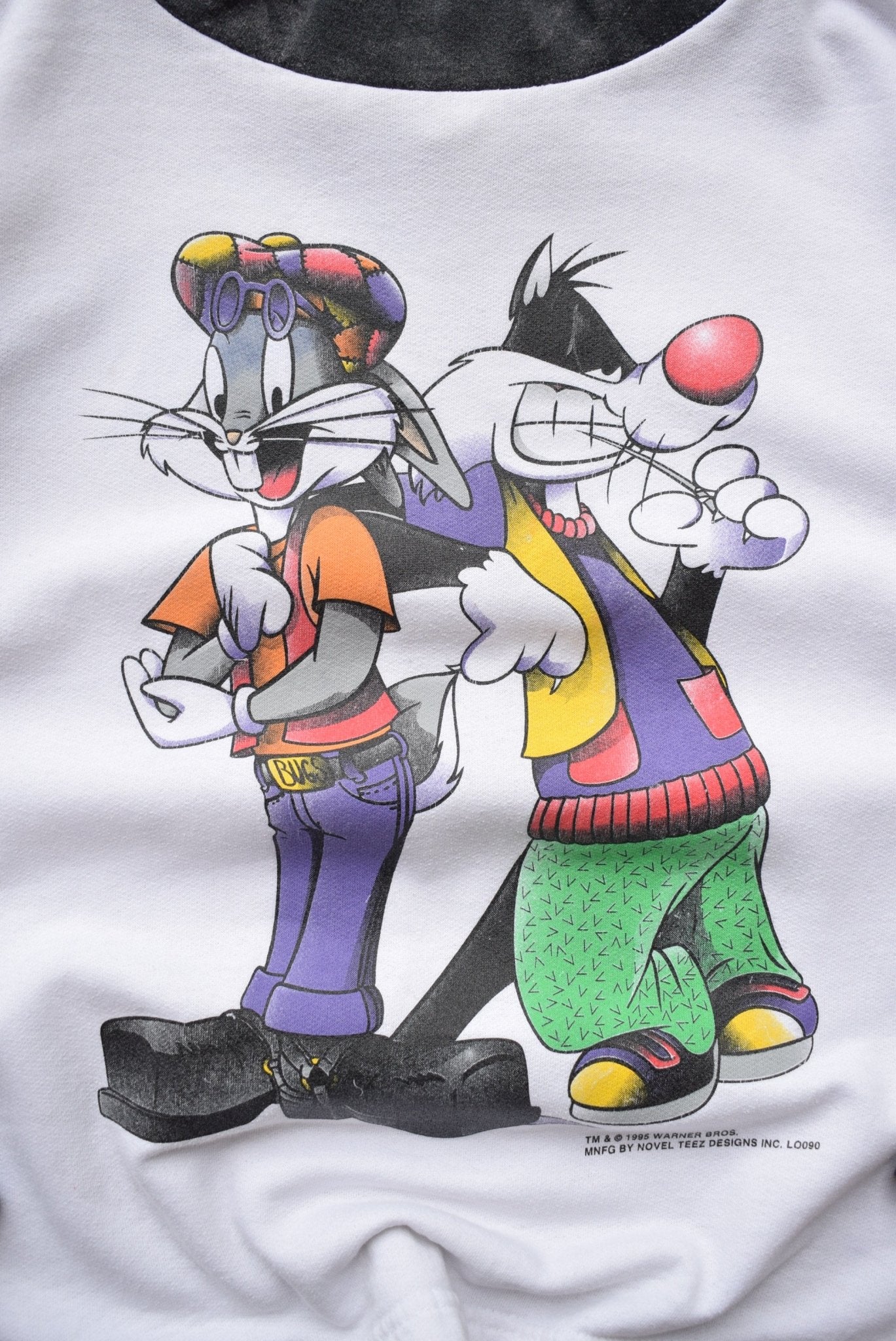 Warner Bros. White & Black Graphic Crewneck — 1995 (S) - Retrospective Store