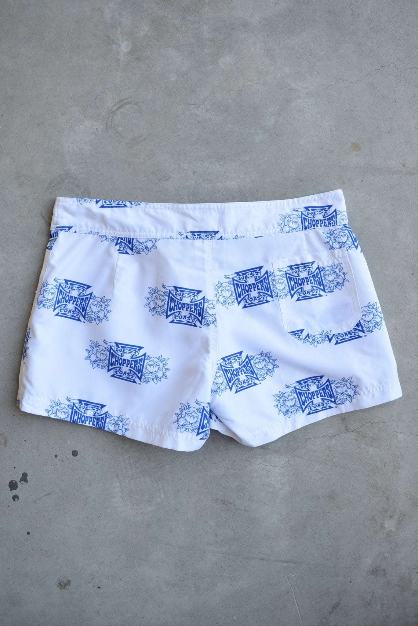 West Coast Choppers White Board Shorts — 2000s (Women's M) - Retrospective Store