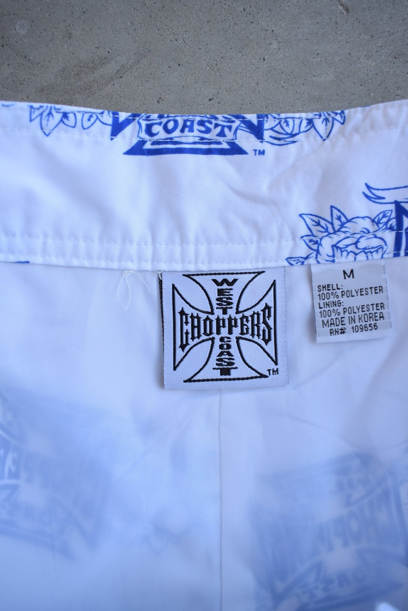West Coast Choppers White Board Shorts — 2000s (Women's M) - Retrospective Store