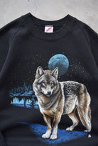 Wolf Black Graphic Crewneck — 1987 (S) - Retrospective Store