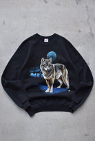 Wolf Black Graphic Crewneck — 1987 (S) - Retrospective Store