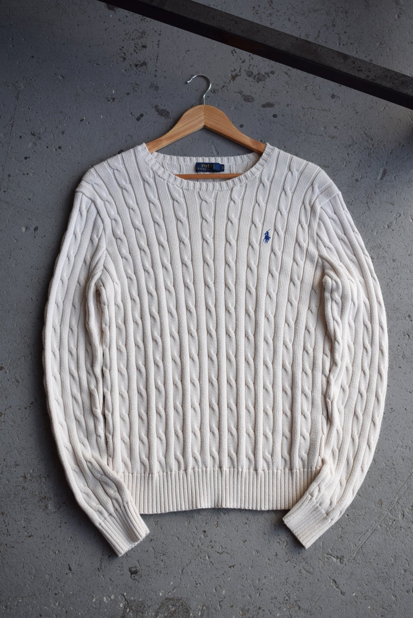 *Women's* Vintage Polo Ralph Lauren Classic Logo Embroidered Cable Knit Sweater (XL) - Retrospective Store