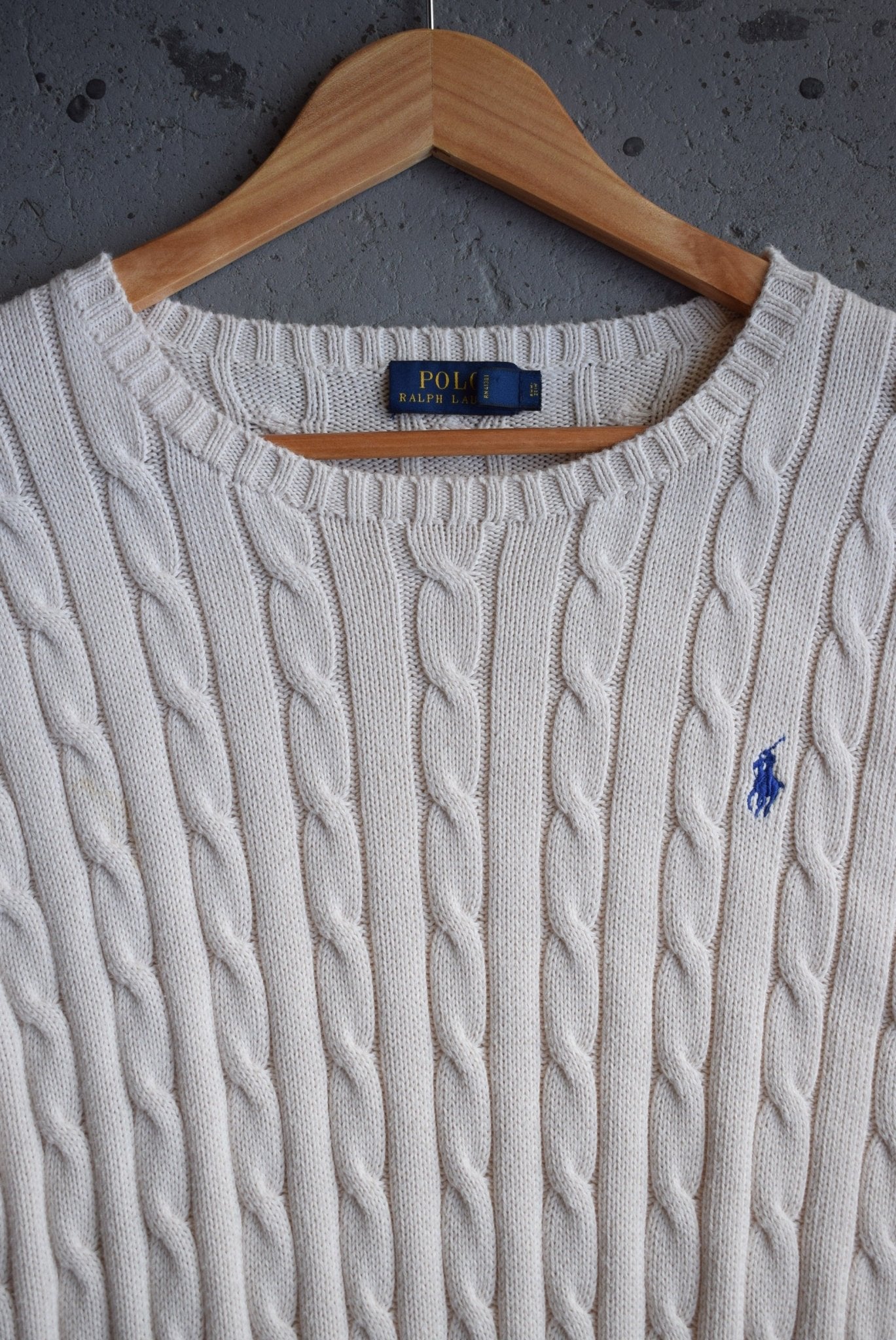 *Women's* Vintage Polo Ralph Lauren Classic Logo Embroidered Cable Knit Sweater (XL) - Retrospective Store
