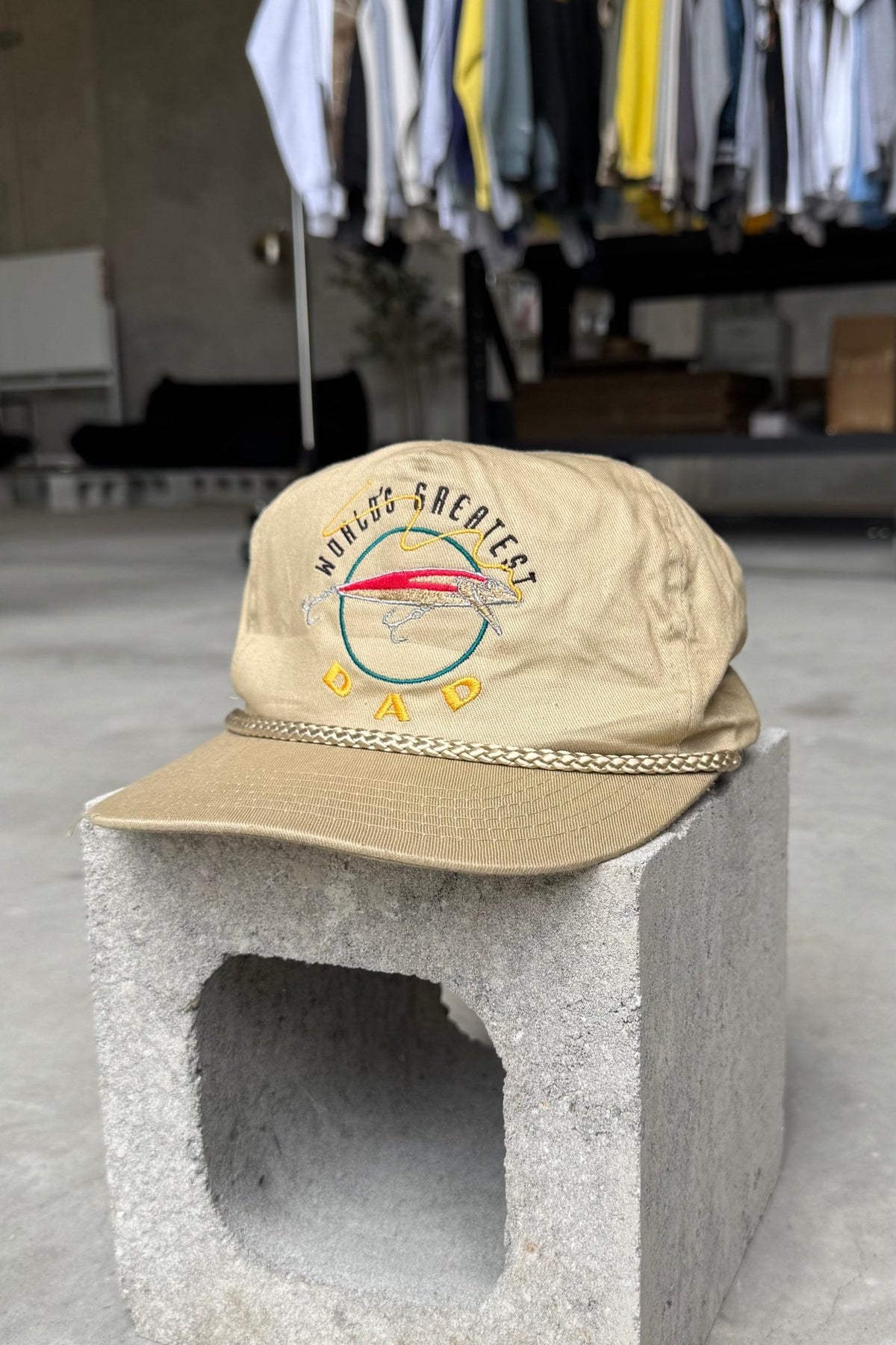 World's Greatest Dad Tan Embroidered Hat — 1990s - Retrospective Store