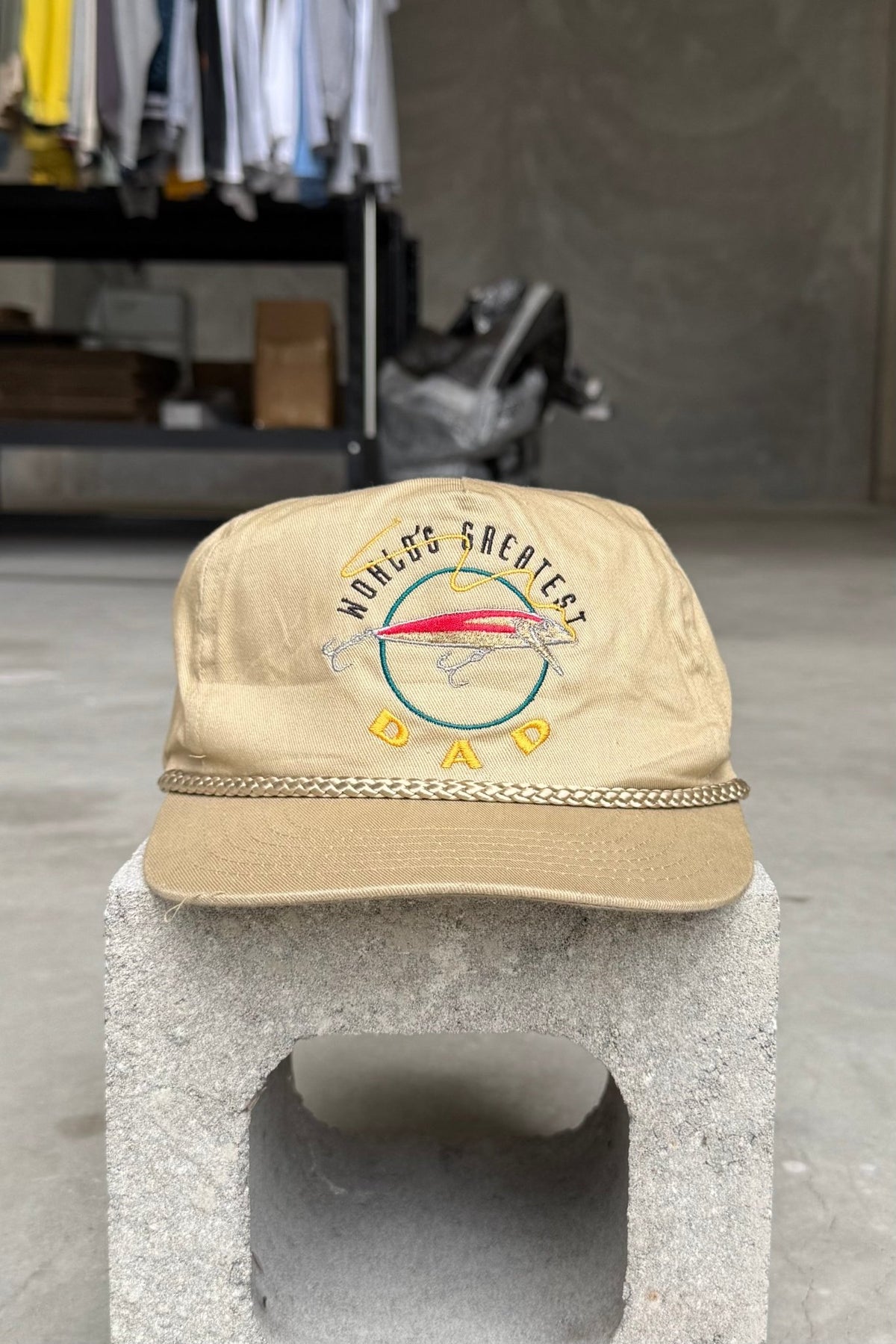 World's Greatest Dad Tan Embroidered Hat — 1990s - Retrospective Store