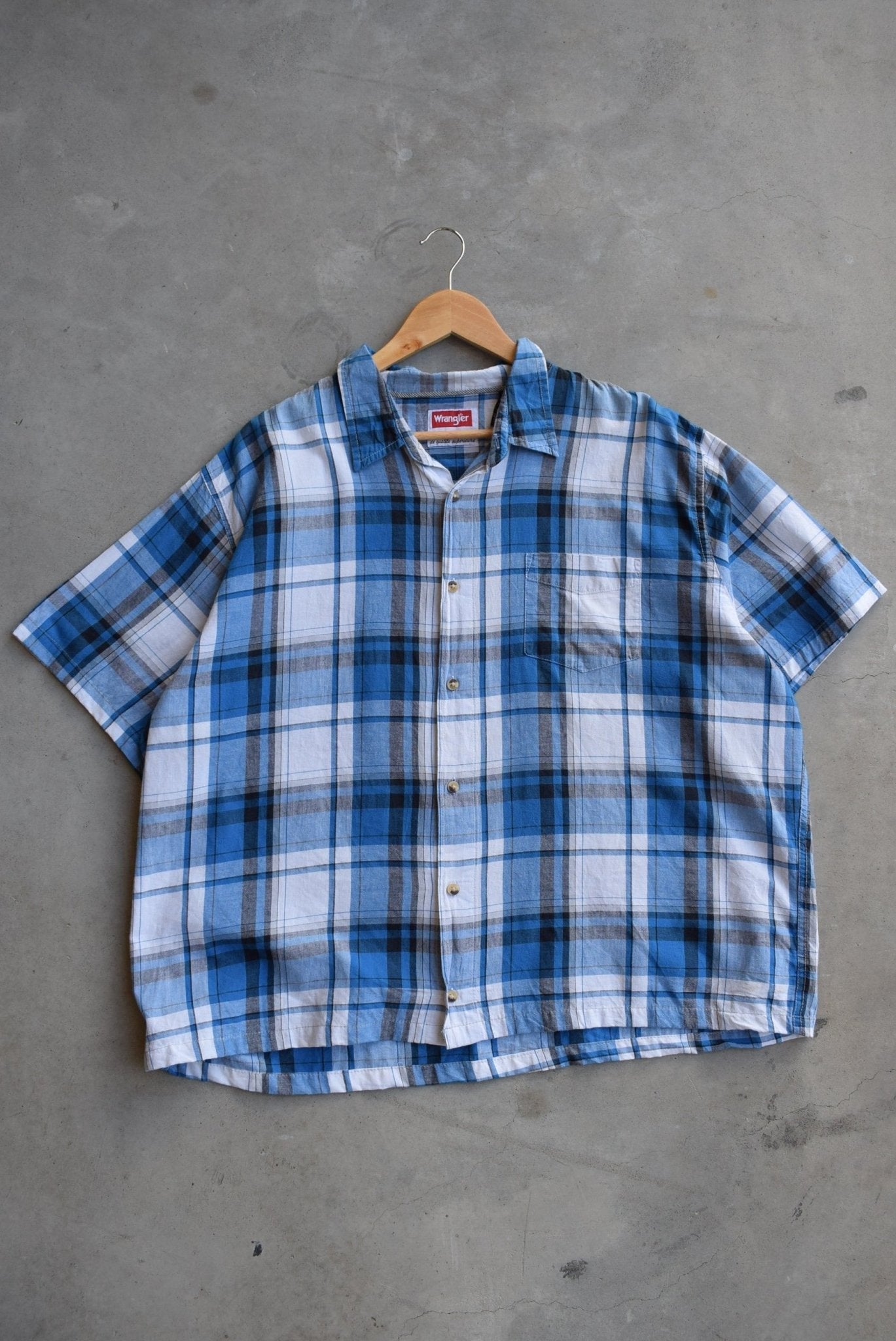 Wrangler Blue Cropped Button Up — 2000s (XXL) - Retrospective Store