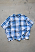Wrangler Blue & White Cropped Button Up — 2000s (XXL) - Retrospective Store