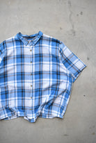 Wrangler Blue & White Cropped Button Up — 2000s (XXL) - Retrospective Store