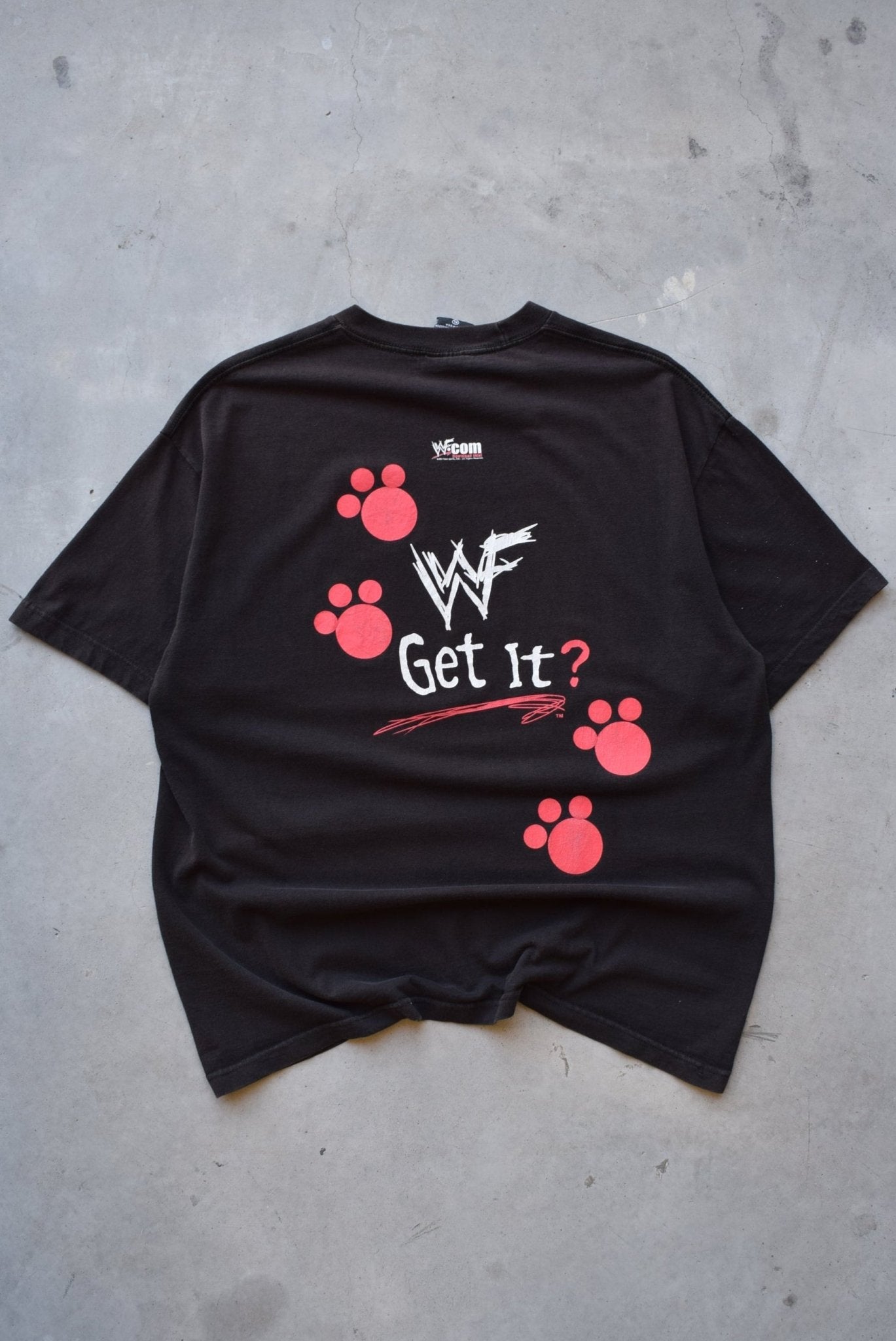 WWF Jerry Lawler 'Show Me Your Puppies!' Black Graphic Tee — 1995 (XL) - Retrospective Store
