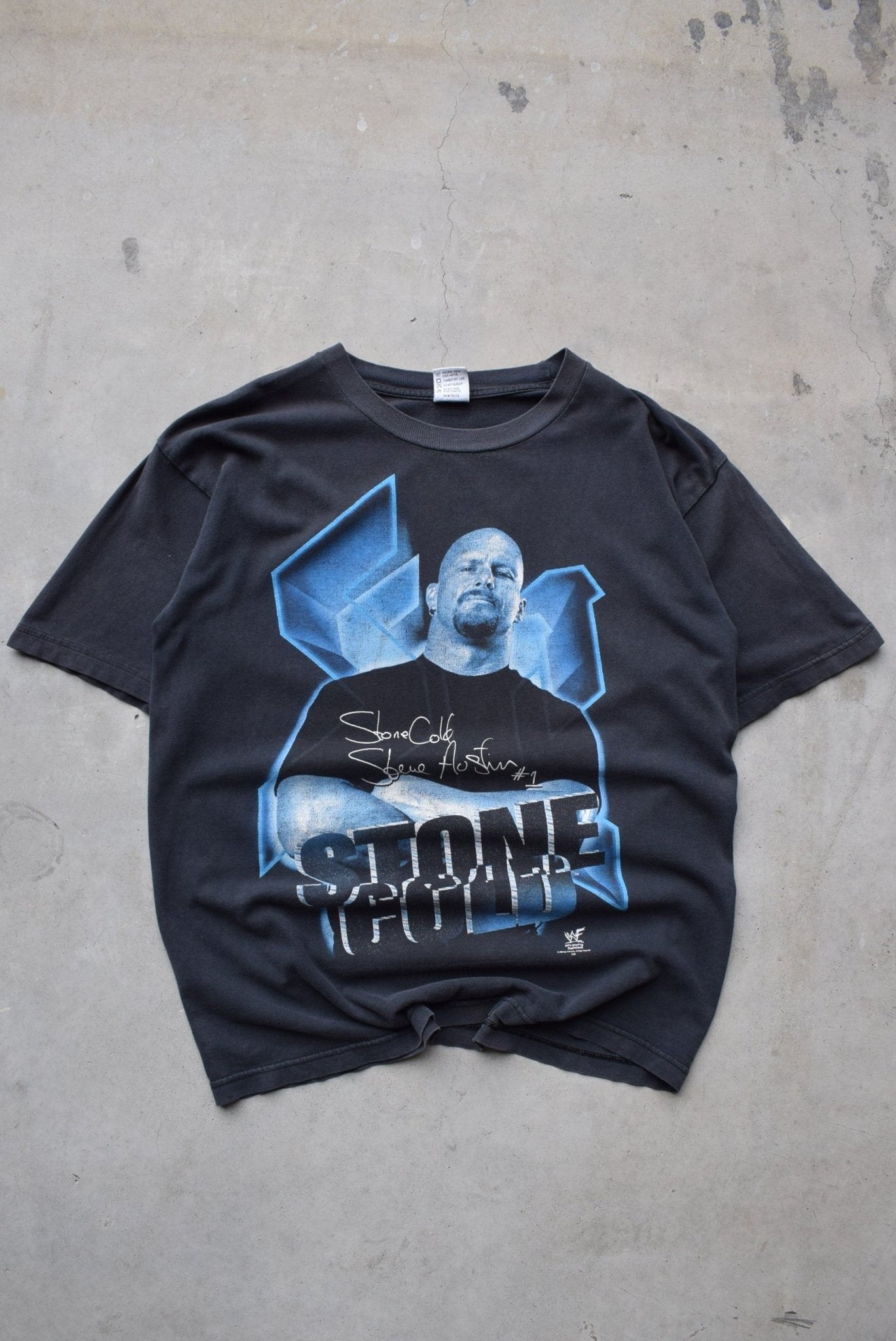 WWF Stone Cold Steve Austin Black Graphic Tee — 1998 (L) - Retrospective Store
