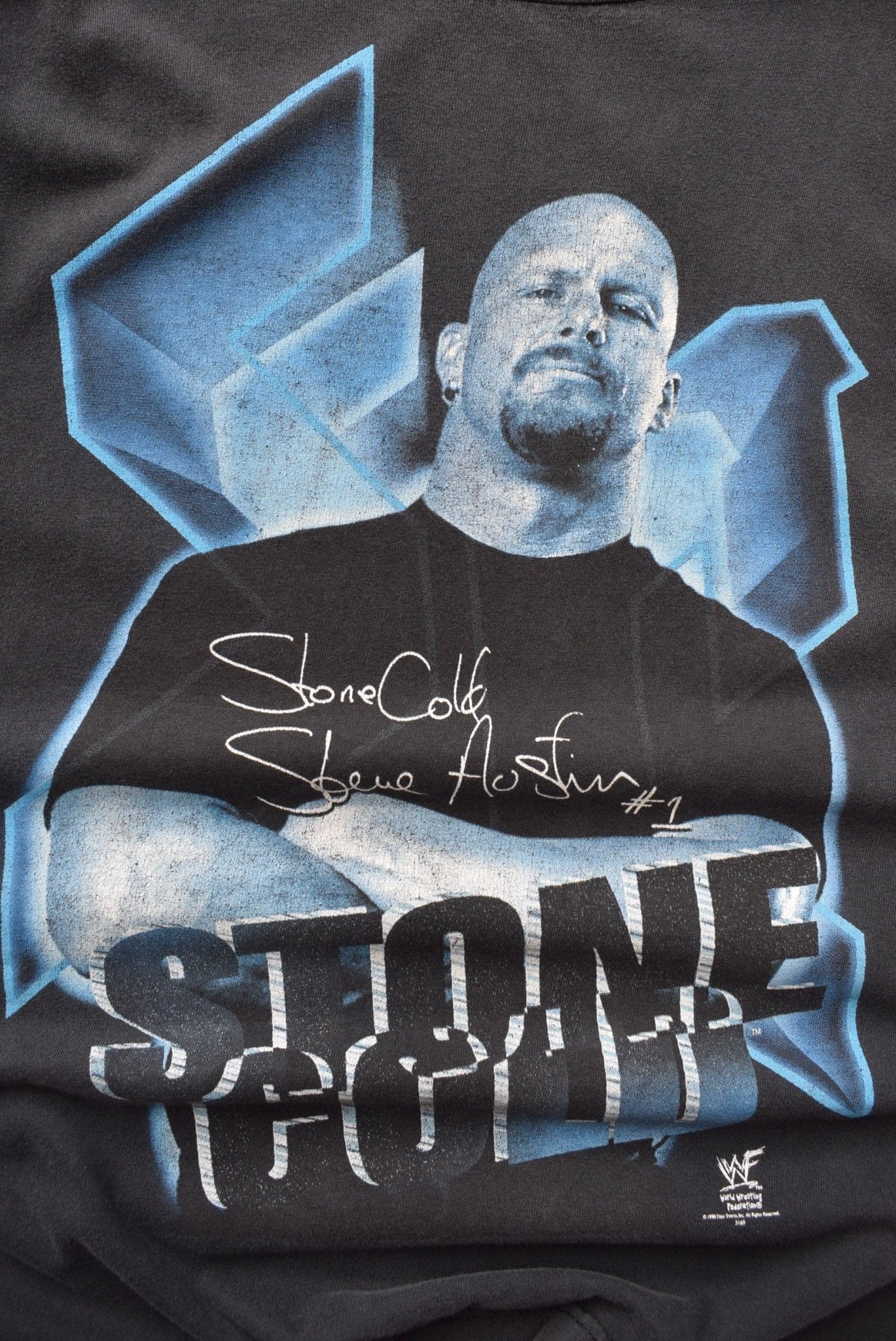 WWF Stone Cold Steve Austin Black Graphic Tee — 1998 (L) - Retrospective Store