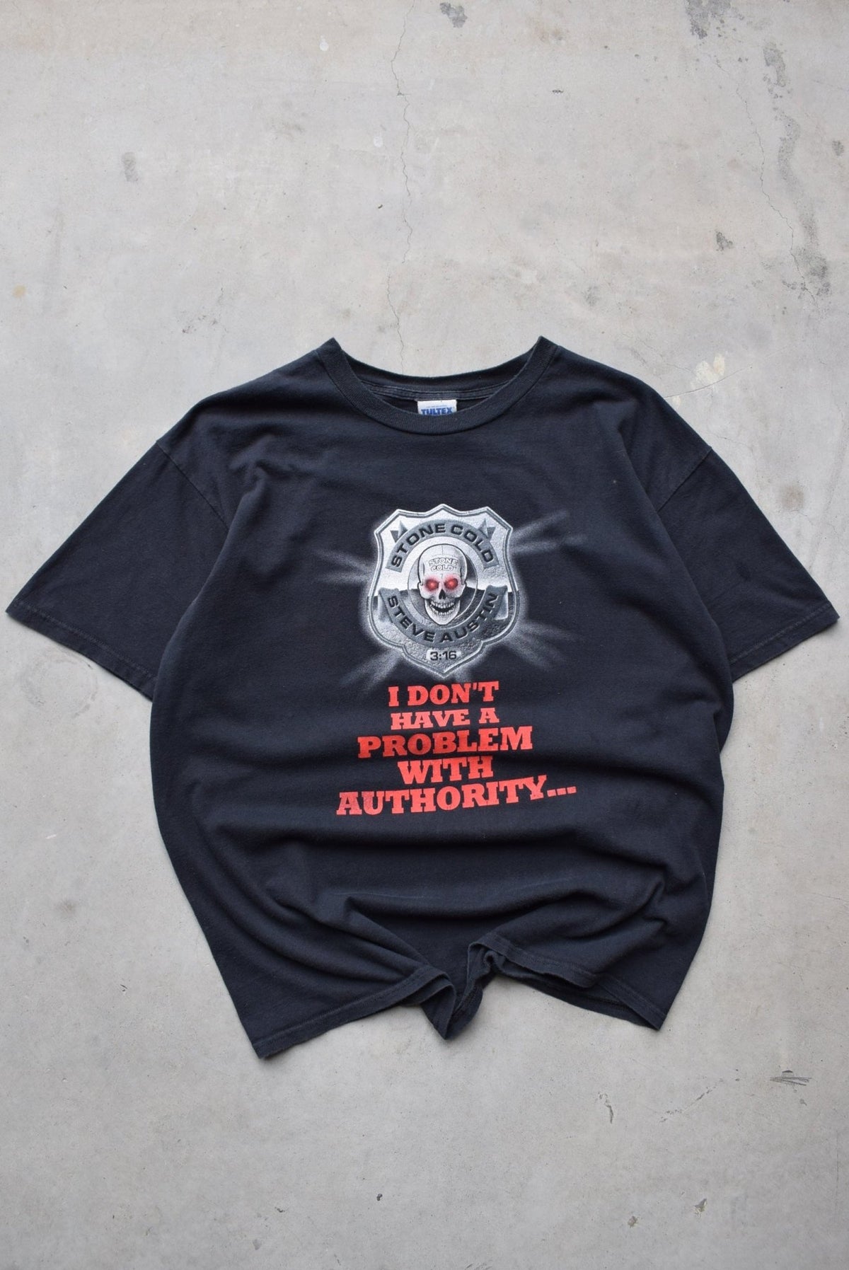 WWF Stone Cold Steve Austin Black Wrestling Tee — 1990s (XL) - Retrospective Store