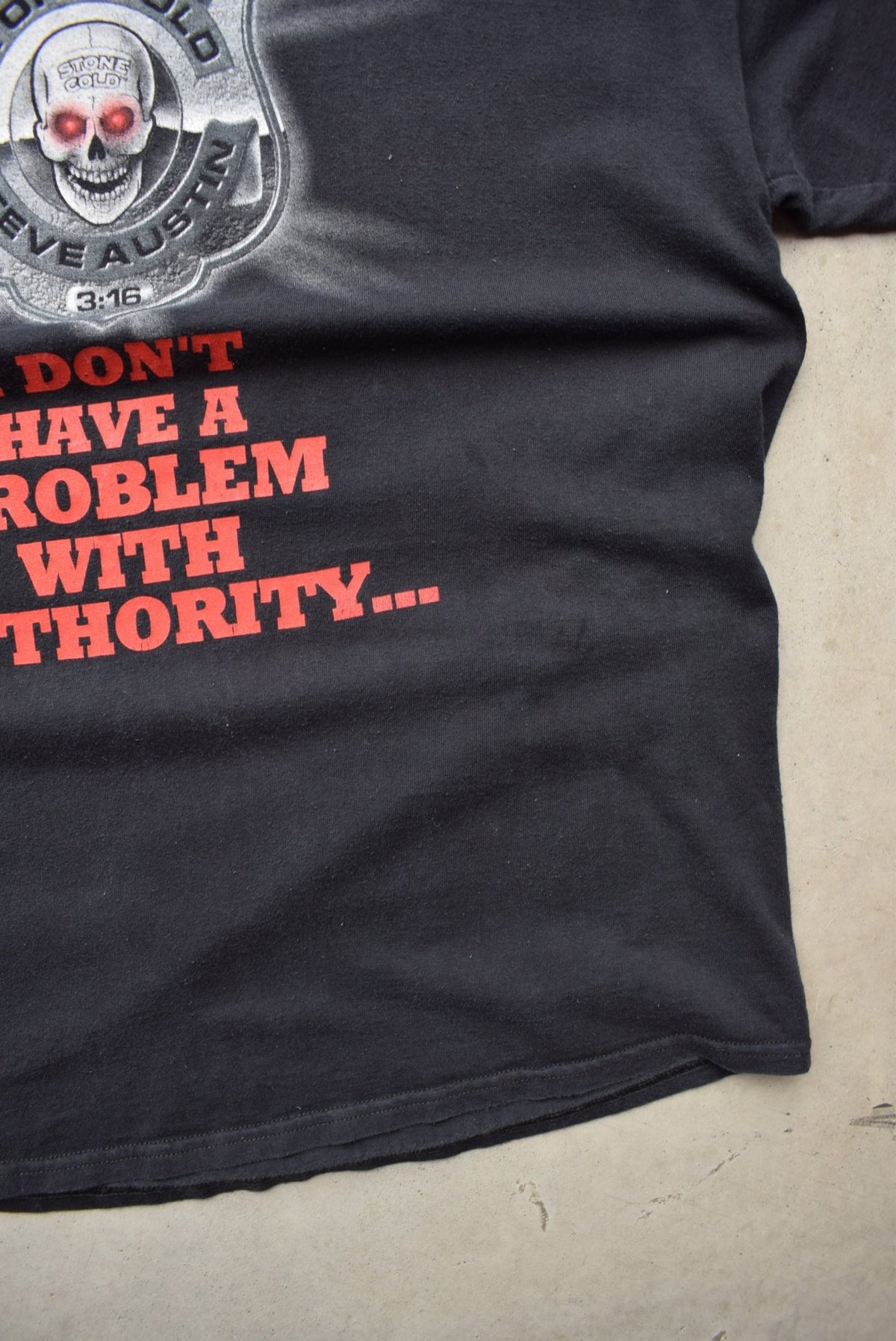 WWF Stone Cold Steve Austin Black Wrestling Tee — 1990s (XL) - Retrospective Store