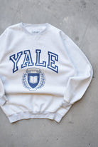 Yale University White Spellout Fleece Crewneck — 1990s (L) - Retrospective Store