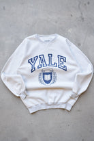 Yale University White Spellout Fleece Crewneck — 1990s (L) - Retrospective Store