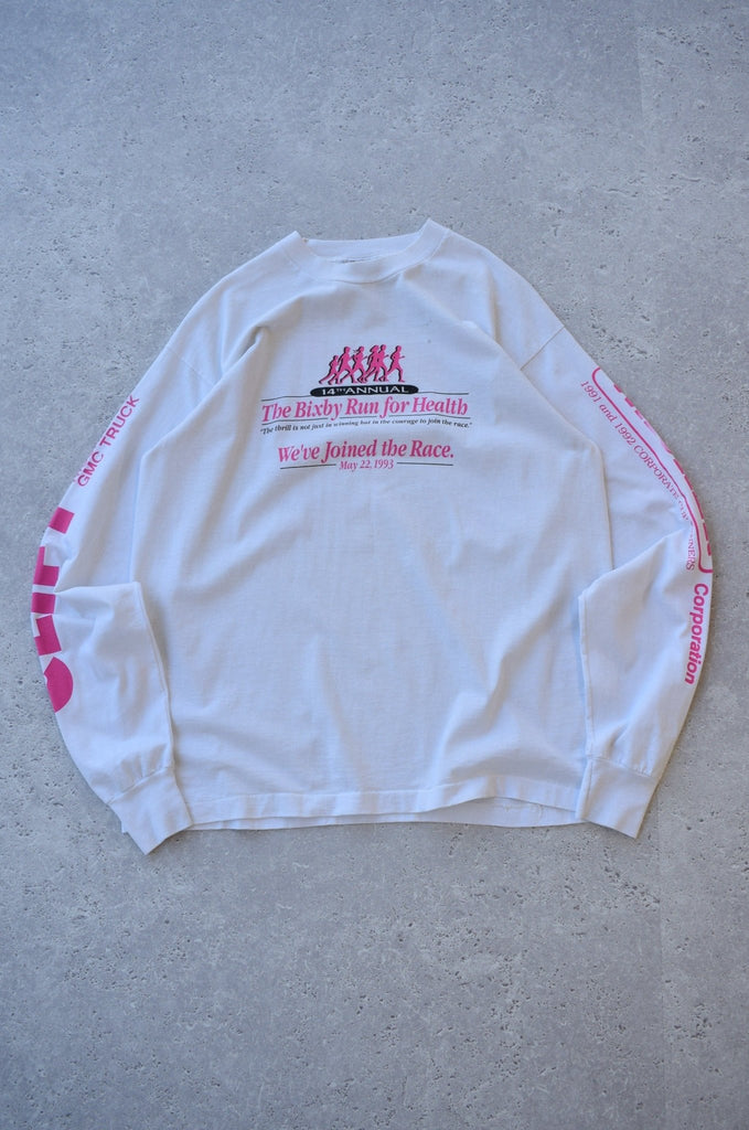 Vintage 1993 Bixby Run For Health Long Sleeve Tee (L) - Retrospective Store