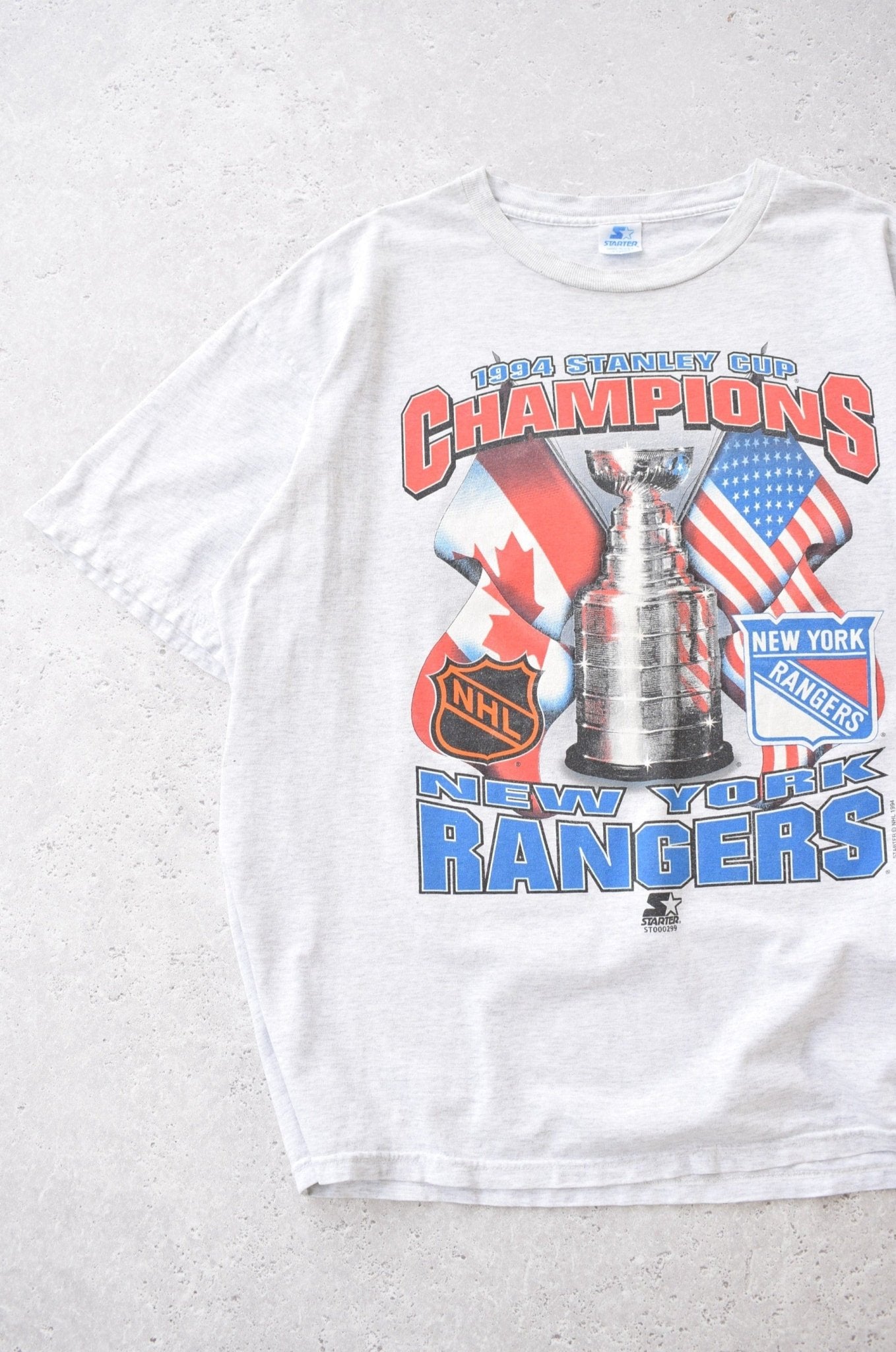 Vintage 1994 Starter x NHL New York Rangers Stanley Cup Champions Tee (XL/XXL) - Retrospective Store