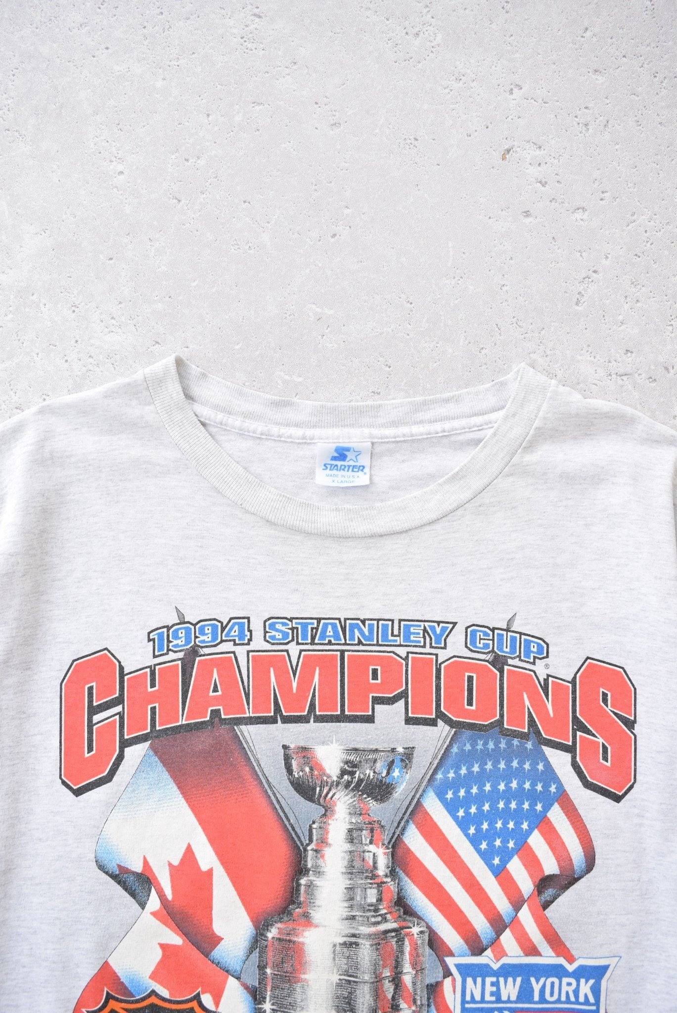 Vintage 1994 Starter x NHL New York Rangers Stanley Cup Champions Tee (XL/XXL) - Retrospective Store
