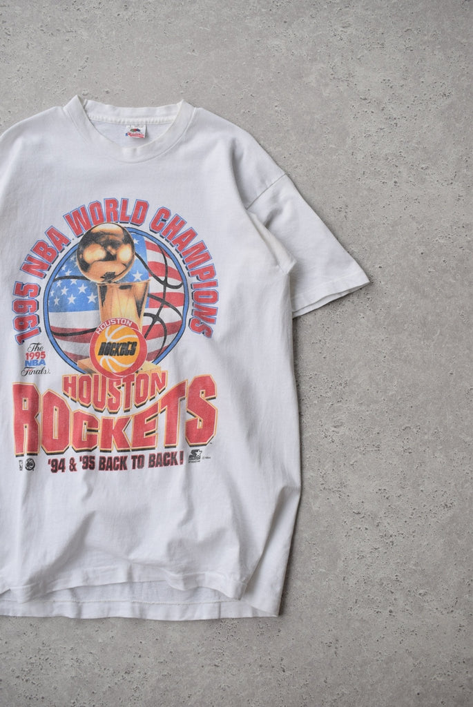 Vintage 1995 NBA Houston Rockets Back-to-back Champions Tee (M) - Retrospective Store