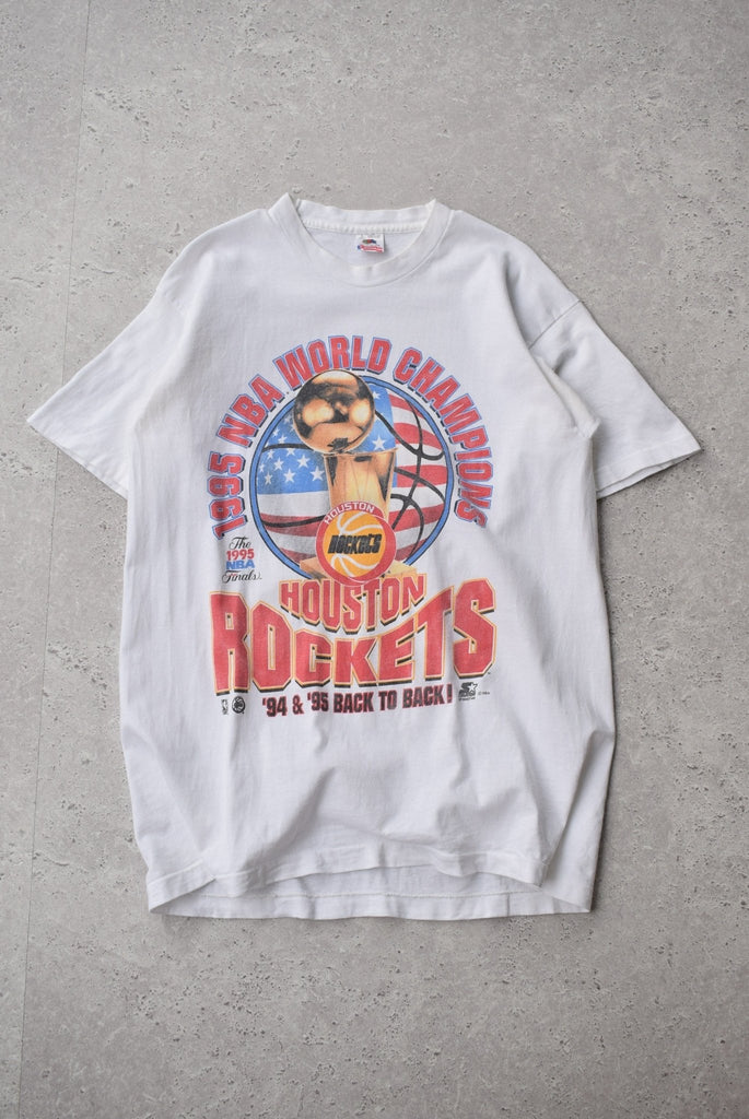 Vintage 1995 NBA Houston Rockets Back-to-back Champions Tee (M) - Retrospective Store