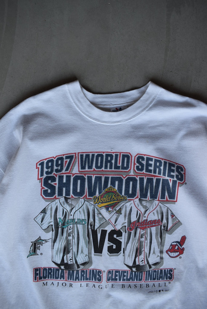 Vintage 1997 MLB Marlins vs Indians World Series Tee (XXL) - Retrospective Store
