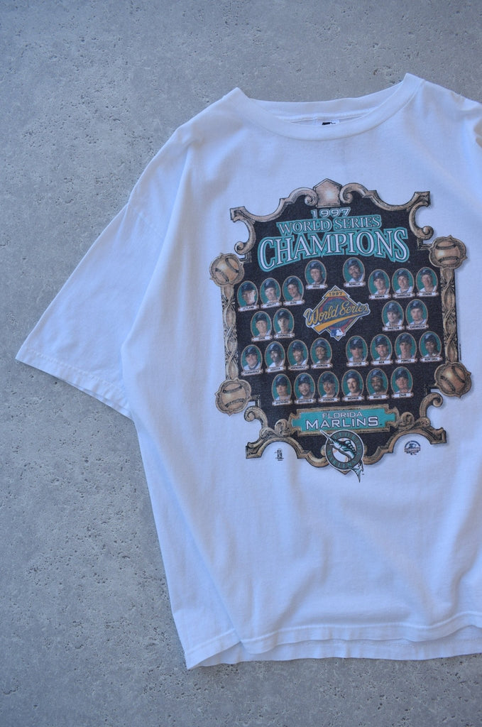 Vintage 1997 Starter x MLB Florida Marlins World Series Champions Tee (XXL) - Retrospective Store