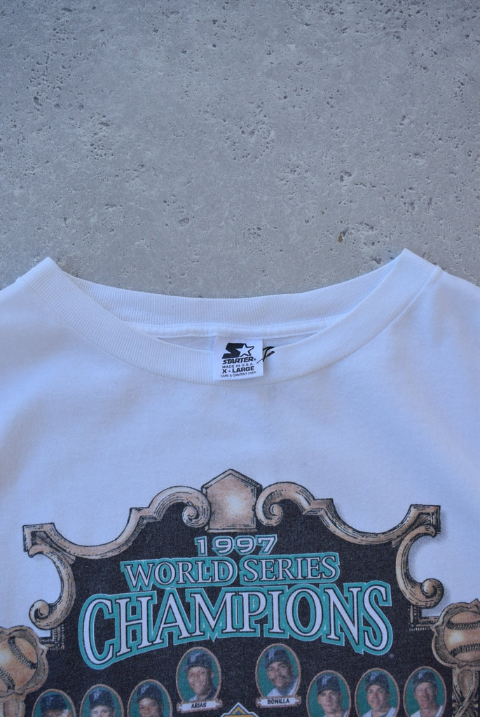Vintage 1997 Starter x MLB Florida Marlins World Series Champions Tee (XXL) - Retrospective Store