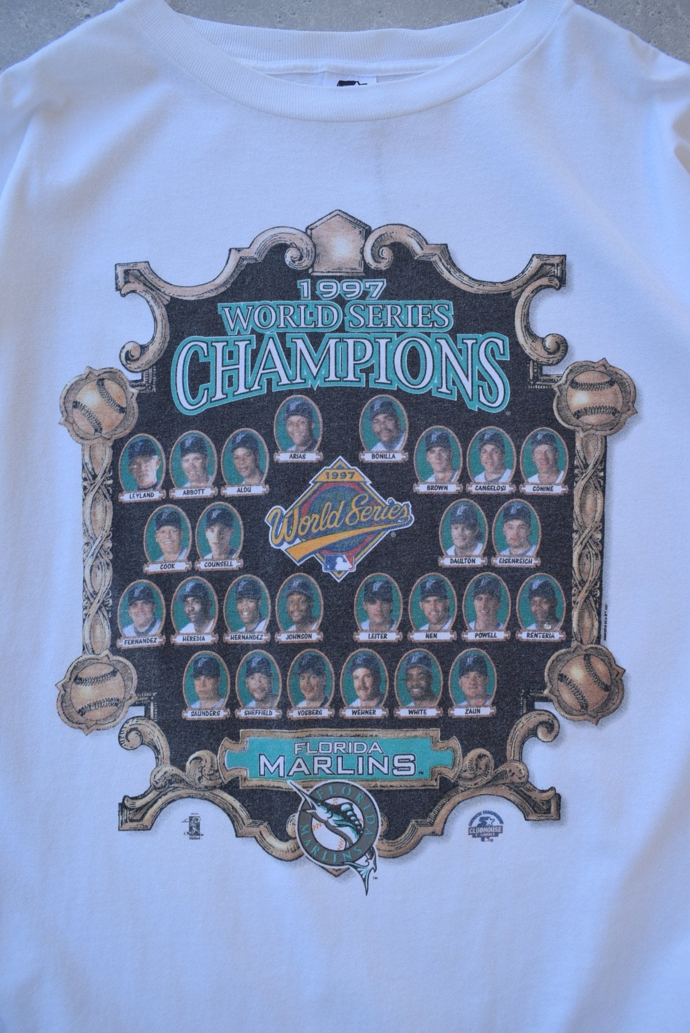 Vintage 1997 Starter x MLB Florida Marlins World Series Champions Tee (XXL) - Retrospective Store