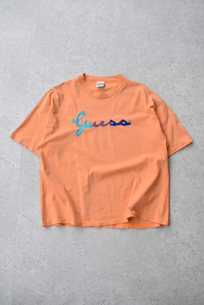 Vintage 80s Guess Embroidered Spellout Tee (M) - Retrospective Store