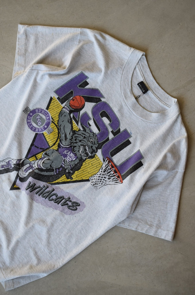 Vintage 80s Kansas State University Wildcats Tee (M) - Retrospective Store