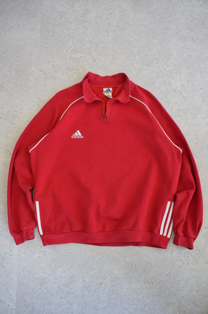 Vintage 90s Adidas Classic Logo 1/4 Zip Sweater (XL) - Retrospective Store