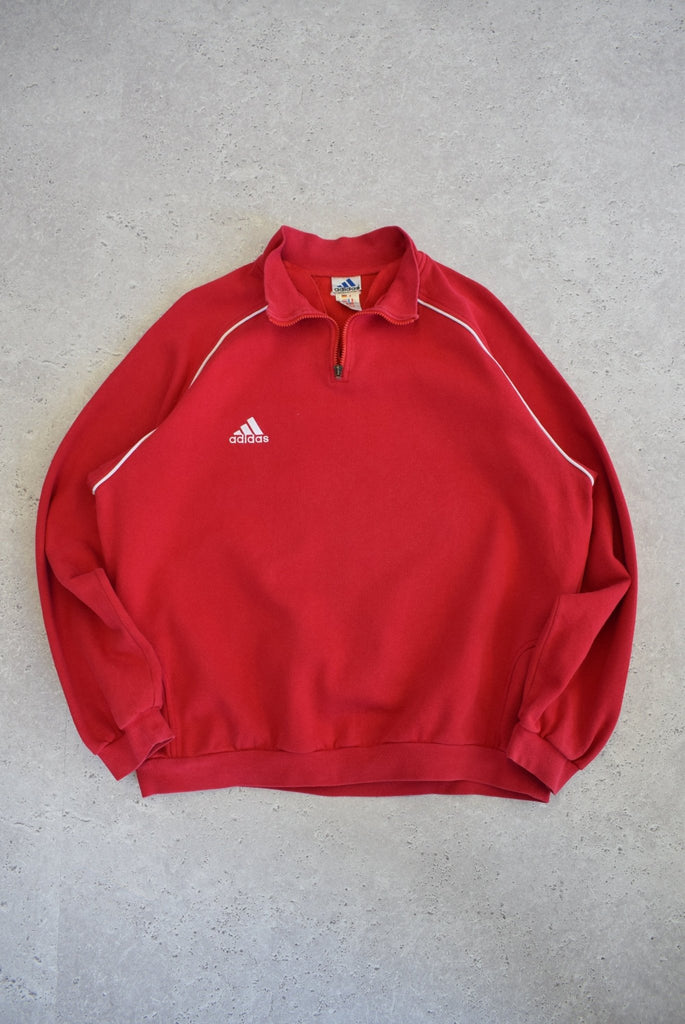 Vintage 90s Adidas Classic Logo 1/4 Zip Sweater (XL) - Retrospective Store