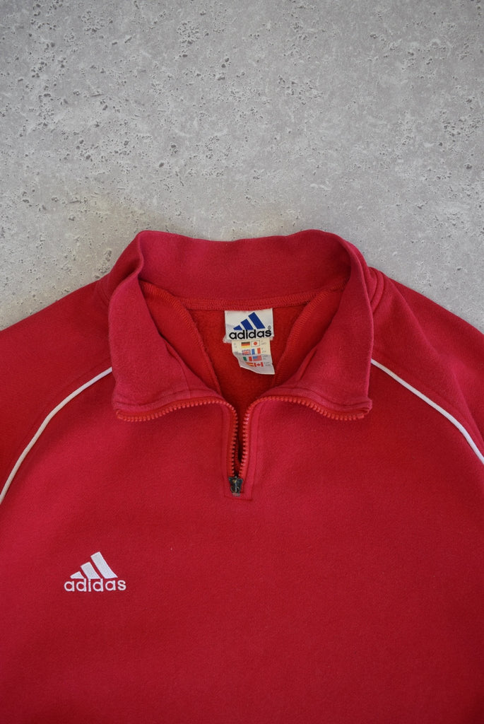 Vintage 90s Adidas Classic Logo 1/4 Zip Sweater (XL) - Retrospective Store
