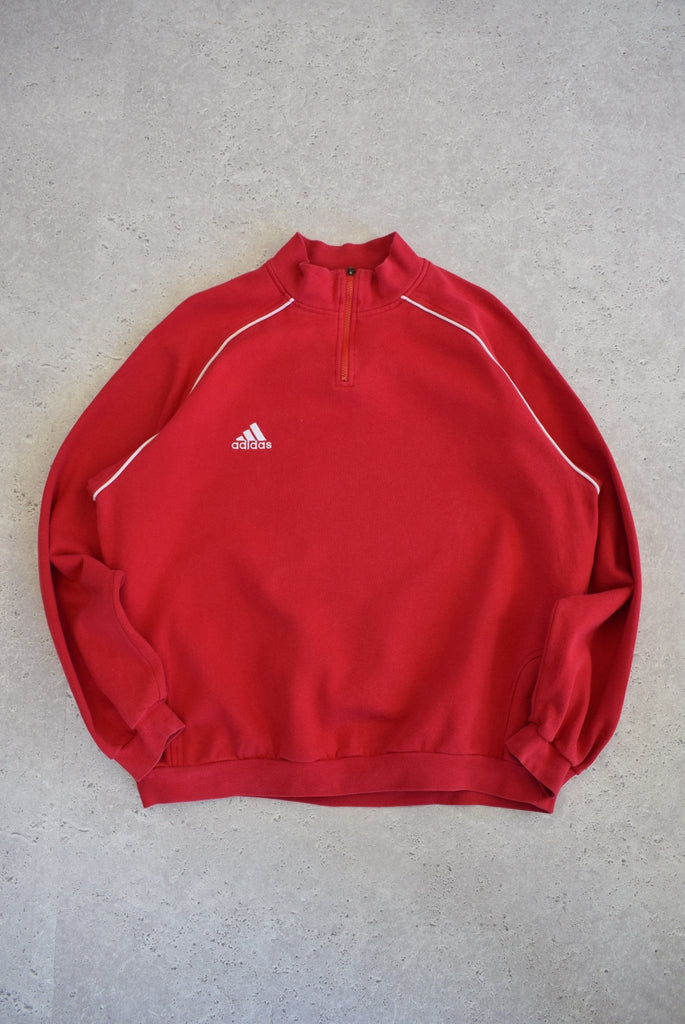Vintage 90s Adidas Classic Logo 1/4 Zip Sweater (XL) - Retrospective Store