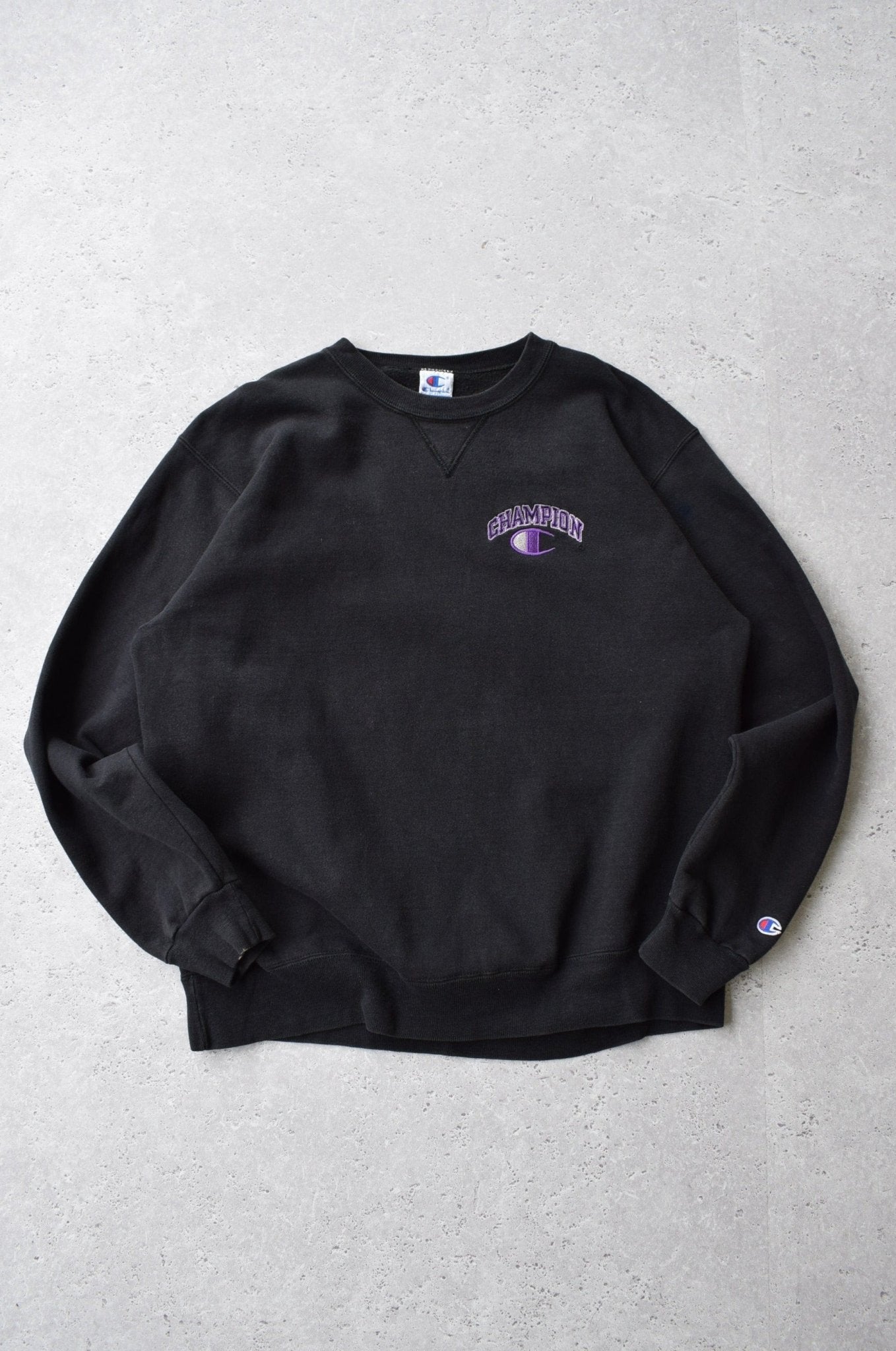 Vintage 90s Champion Embroidered Spellout Sweater (L) - Retrospective Store