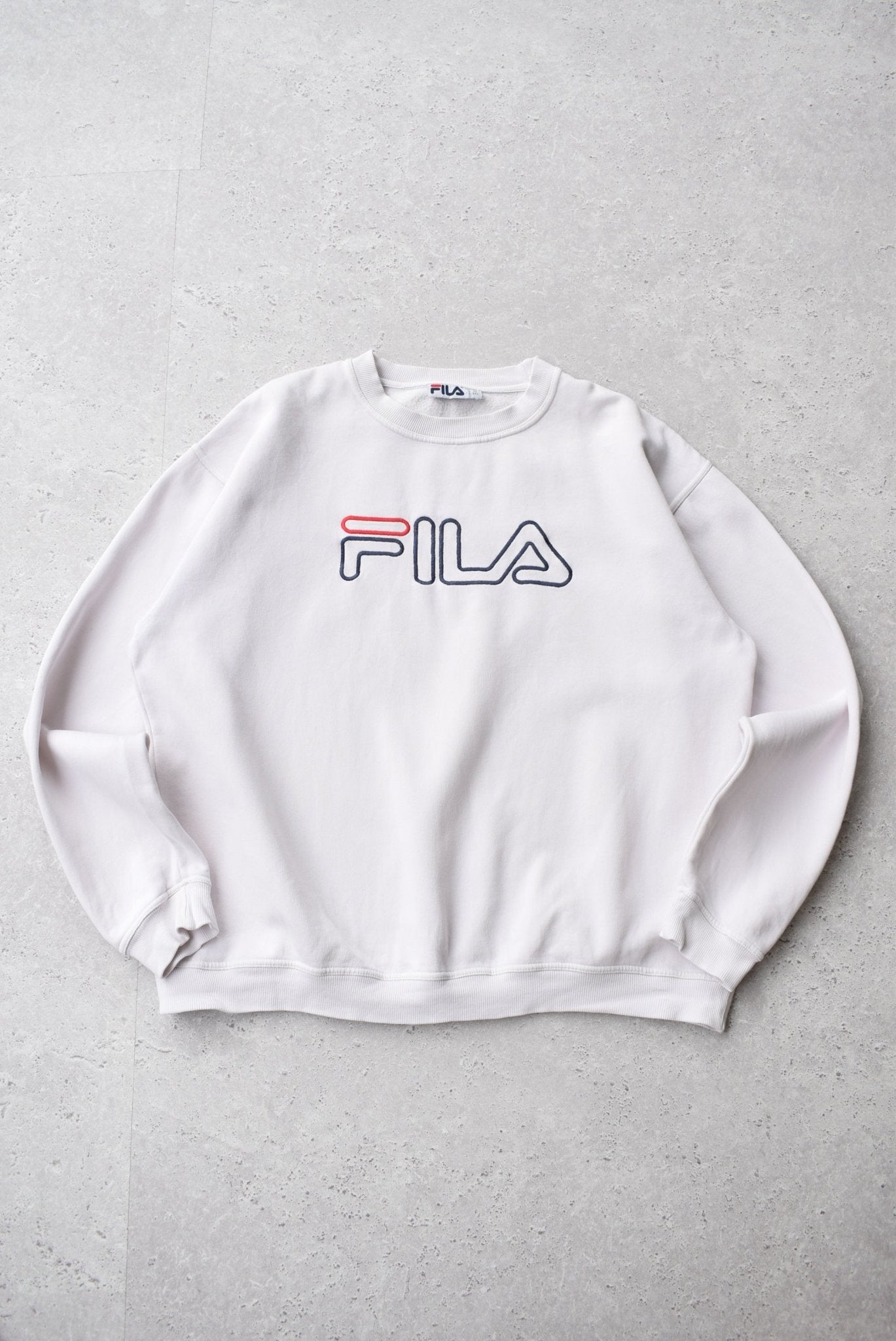 Vintage 90s Fila Spellout Embroidered Sweater (XL/XXL) - Retrospective Store
