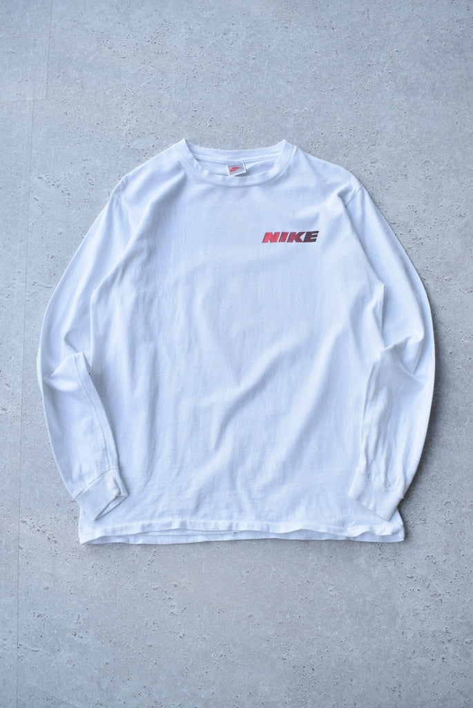 Vintage 90s Nike Spellout Long Sleeve Tee (L) - Retrospective Store