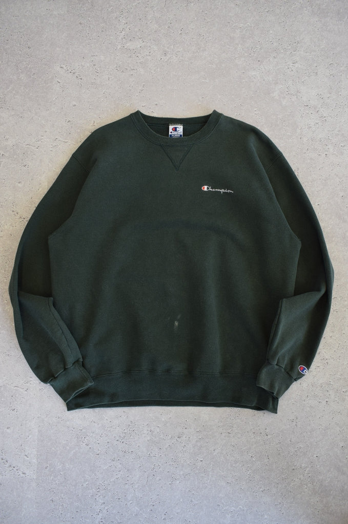 Vintage Champion Classic Logo Embroidered Sweater (XL) - Retrospective Store