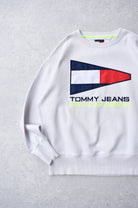 Vintage Tommy Hilfiger Sailing Gear Embroidered Spellout Sweater (XL) - Retrospective Store