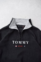Vintage Tommy Hilfiger Sports Embroidered Spellout 1/4 Zip Fleece (XXL) - Retrospective Store